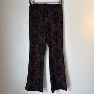 Vintage Star City Dress Pants Brown Velvet Burnout Flare Size 5 USA Grunge Goth